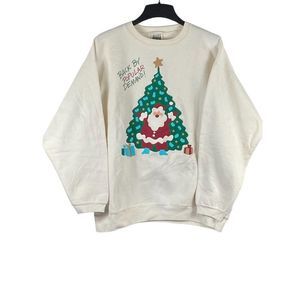 Vtg Maze 'Back By Popular Demand' Christmas Pullover Sweatshirt White XL B223